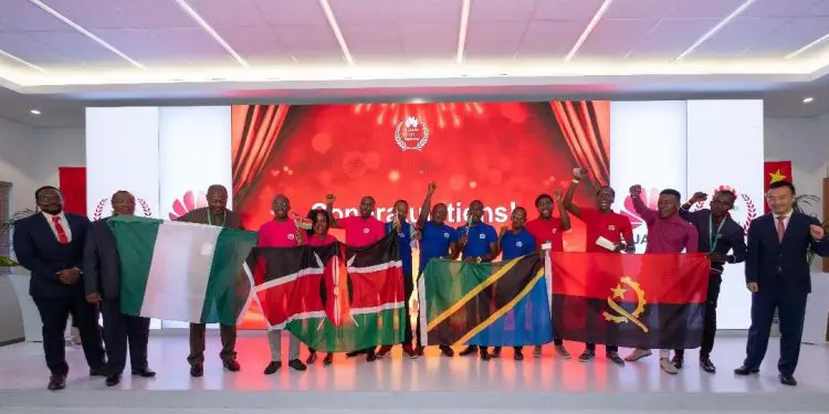 The Huawei ICT Competition finalists in Johannesburg. Nigeria and Tanzania have tied in first place relegating Kenya to second place in a tie with Angola in the Huawei ICT Competition regional finals. www.exchange.co.tz