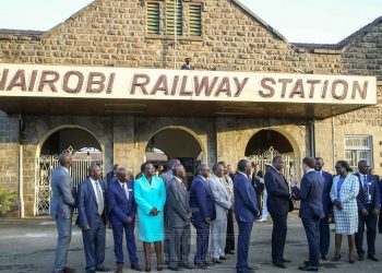 President Uhuru Kenyatta with French President Emmanuel Macron at the Nairobi Central Railway Station. A commuter rail project will be implemented in partnership with a French Consortium. www.exchange.co.tz