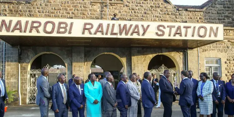 President Uhuru Kenyatta with French President Emmanuel Macron at the Nairobi Central Railway Station. A commuter rail project will be implemented in partnership with a French Consortium. www.exchange.co.tz