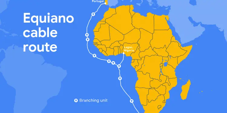 Equiano’s planned route and branching units, from which additional potential landings can be built www.theexchange.africa