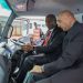 Kennedy Nyakomitta (L) with Mehul Sachdev inside a Fuso truck after the DTB and Simba Corp partnership signing at Simba Corp offices. The partnership will enable SMEs to get new Fuso trucks 100% financed by DTB. www.theexchange.africa