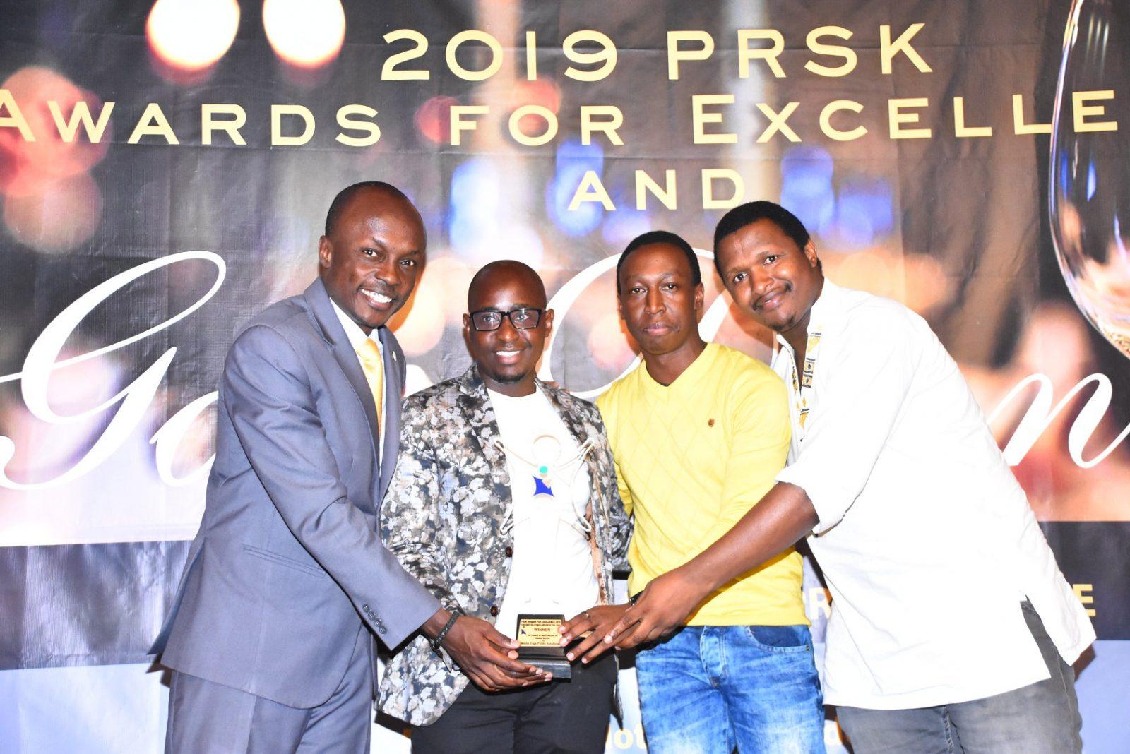 Media Edge PR receiving the Overall PR Campaign of the year award. This was during the 2019 PRSK Awards for Excellence Gala. www.theexchange.africa