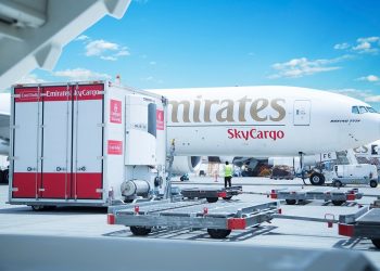 Loading Emirates cargo. Emirates transported 2,000 tonnes of cut flowers from Kenya which remains an important freighter station for the airline. www.theexchange.africa