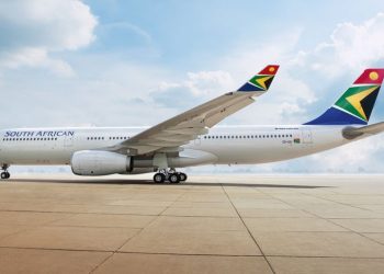 South African Airways plane on a runway: Exchange