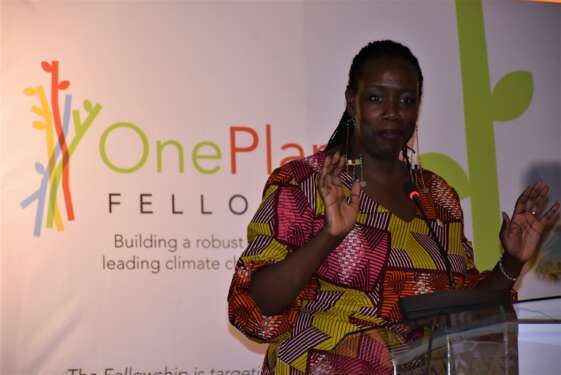 Wanjiru Kamau-Rutenberg, Director, AWARD, addressing participants at the launch of the inaugural cohort of the One Planet Fellowship held in Nairobi Kenya in September 2019