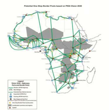 Potential One-Stop Border Posts based on PIDA Vision 2040. www.theexchange.africa