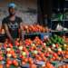 A roadside vendor sells tomatoes, onions and green peppers at the Alexandra township, near Johannesburg,.Photo by:AFP PHOTO / Monirul Bhuiyan: Exchange