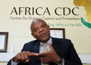 FILE PHOTO: John Nkengasong, Africa's Director of the Centers for Disease Control (CDC), speaks during an interview with Reuters at the African Union (AU) Headquarters in Addis Ababa, Ethiopia March 11, 2020. REUTERS/Tiksa Negeri/File Photo