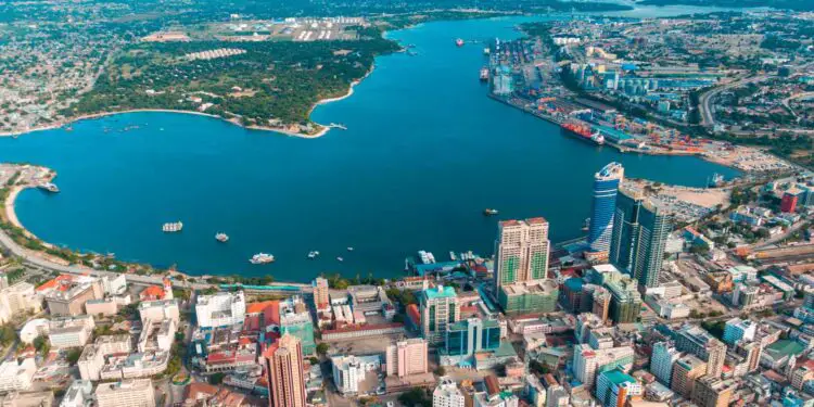 An aerial view of Dar es Salaam, one of Africa's fastest growing cities. www.theexchange.africa