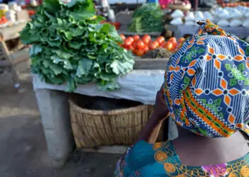 A woman with her produce in a market. AfCFTA should bring in more women to trade. www.theexchange.africa