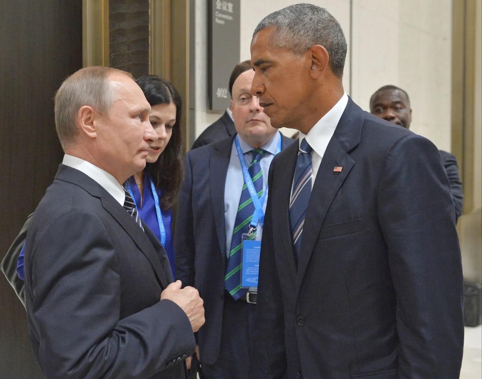 Vladimir Putin with former US president Barack Obama at a G20 meeting in Hangzhou, China, 2016. Putin is seeking to demilitarize, ‘de-NAZI-fy’ Ukraine. www.theexchange.africa