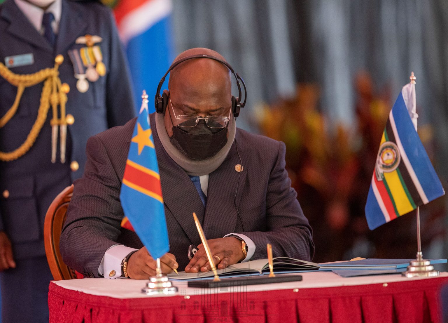 President Felix Antoine Tshisekedi signing the treaty of accession at State House, Nairobi. This follows the admission of DR Congo into the EAC as the seventh member of the regional bloc. www.theexchange.africa
