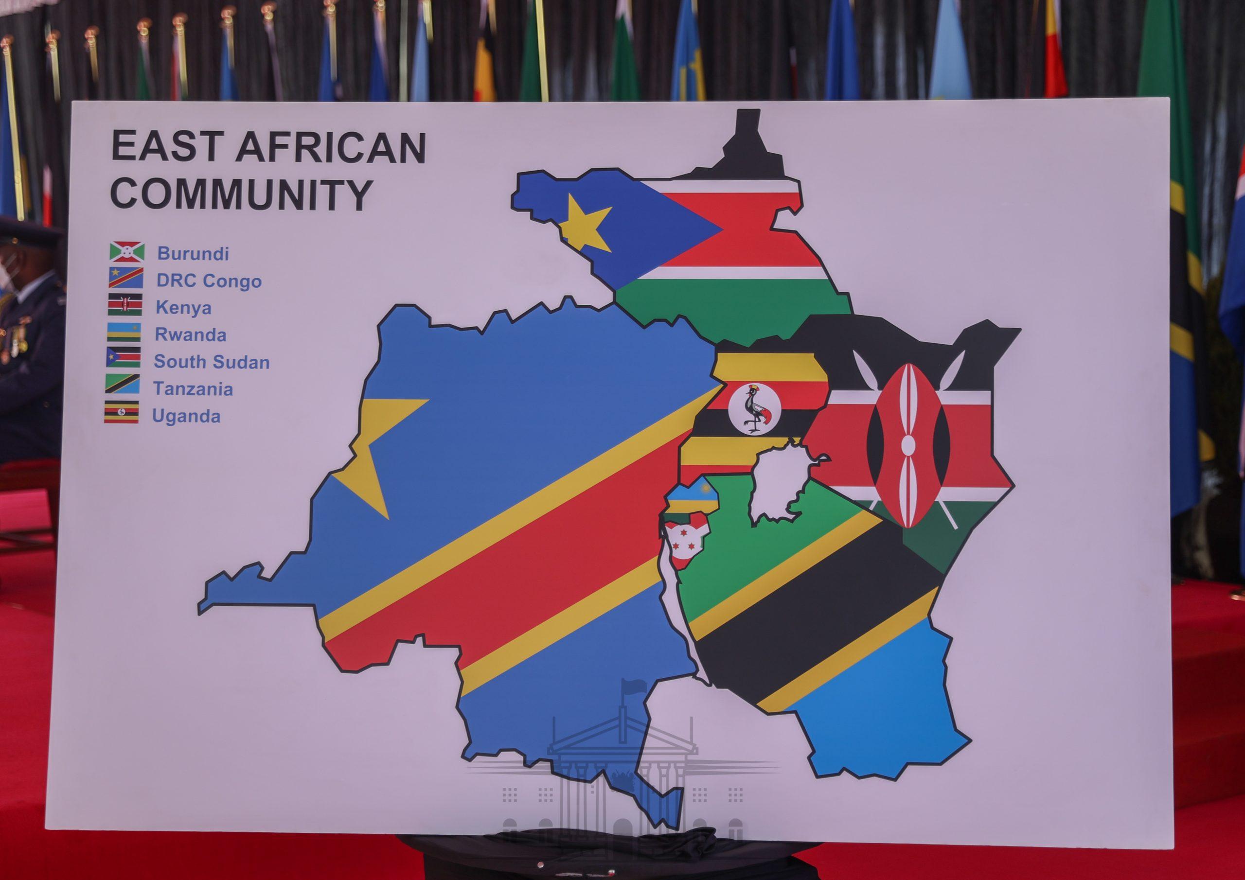 The new EAC map. This is after the admission of DR Congo into the EAC as the seventh member of the regional bloc. www.theexchange.africa