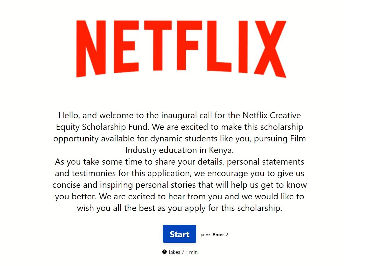 The landing page of the Netflix scholarship applications. www.theexchange.africa