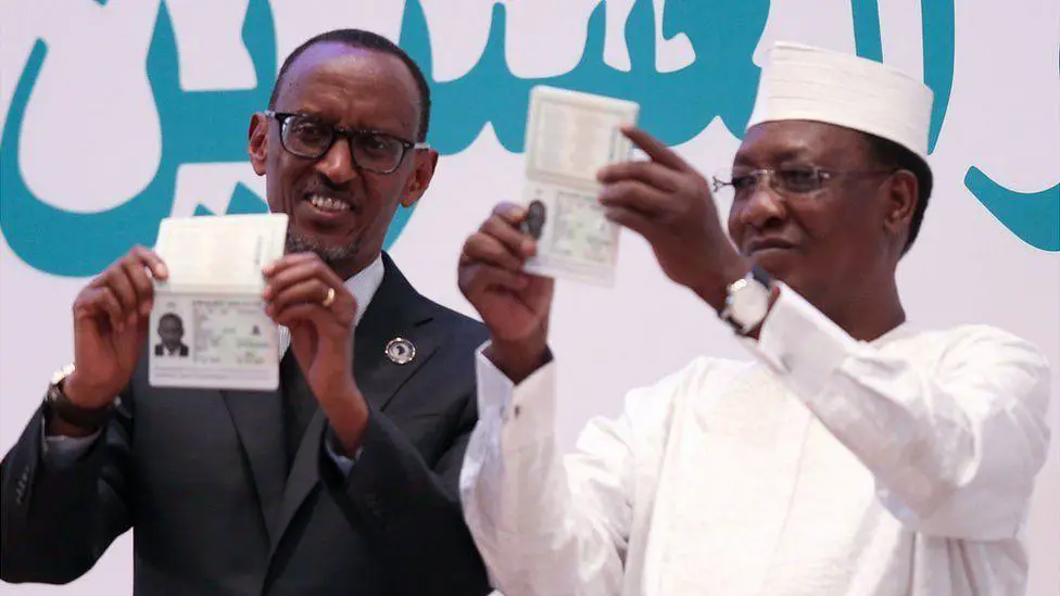 Rwandan President Paul Kagame and the late former Chad President Idriss Deby received the first two African Union passports. www.theexchange.africa