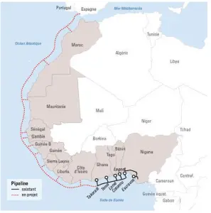 The chosen route for the Nigeria Morocco Gas Pipeline.Source The Security Distillery