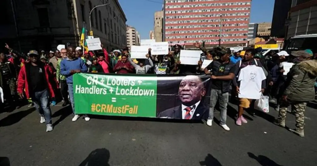 South African protesters want President Cyril Ramaphosa to step down