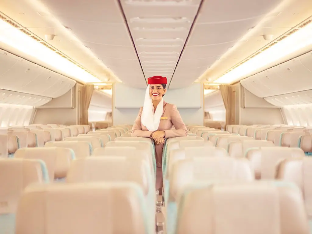 An Emirates Airlines hostess