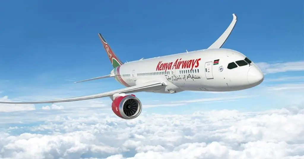 A Kenya Airways passenger plane on air