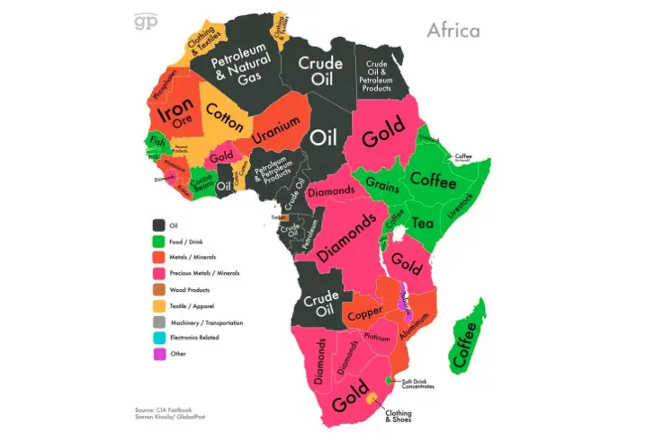 A map of Africa's natural resources. Source: World Bulletin