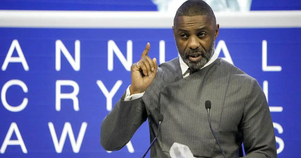 Actor Idris Elba speaks after he received the Crystal Award at the World Economic Forum. www.theexchange.africa