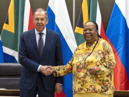 South Africa’s Minister of International Relations and Cooperation Naledi Pandor hosts Russia’s Foreign Minister Sergey Lavrov ahead of last months naval drills between the two countries. Photo/CNN