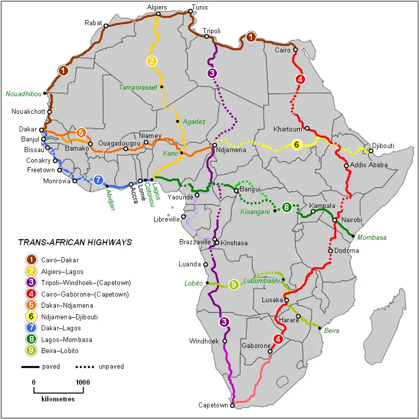 Map of Trans African Highways