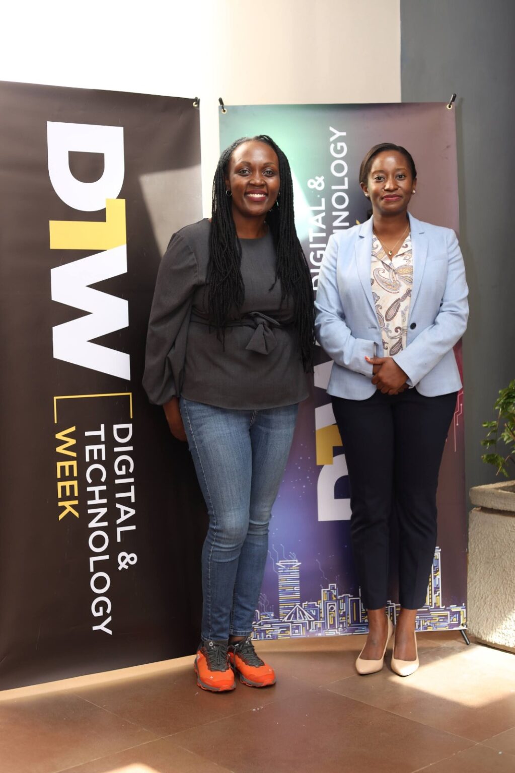 Go Gaga Experiential CEO Norah Muthoni and ICT chief administrative secretary Maureen Mbaka. during the Digital and Technology Week 2022